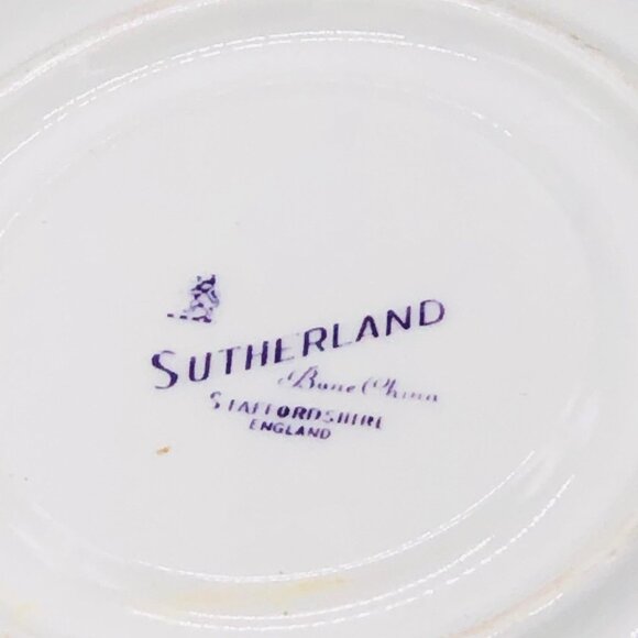 Sutherland tea saucer bone china porcelain gold trim floral made England 5" READ - Picture 3 of 4